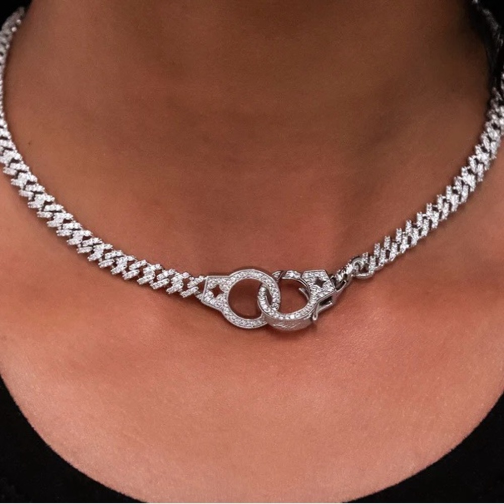 14k white gold plated 16” necklace